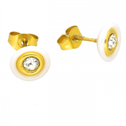 KOLCZYKI POZŁACANE 9 MM CERAMIC S. STEEL TTM XUPING 40254