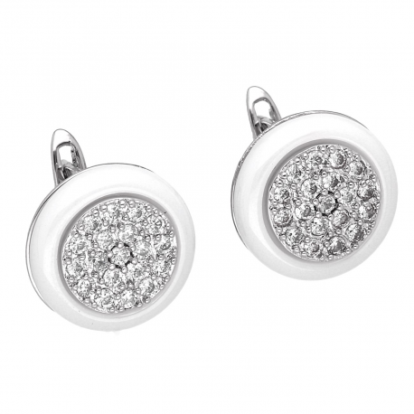 KOLCZYKI RODOWANE 12 MM WITE CERAMIC XUPING 40266