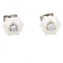 KOLCZYKI 9 MM WHITE CERAMIC S. STEEL TTM XUPING 40277