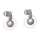 KOLCZYKI POZŁACANE 14/12 MM WHITE CERAMIC XUPING 40286