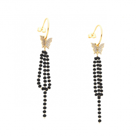 KOLCZYKI POZŁACANE 88/12 MM BLACK BEADS XUPING 40901