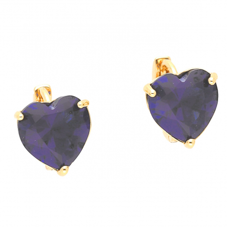 KOLCZYKI POZŁACANE 10,5/9.5 MM SZAFIROWE SERCE XUPING 40904