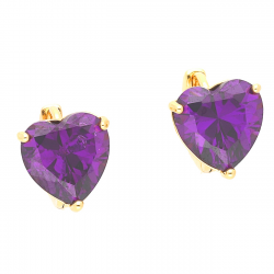 KOLCZYKI POZŁACANE 10,5/9.5 MM AMETYSTOWE SERCE XUPING 40906