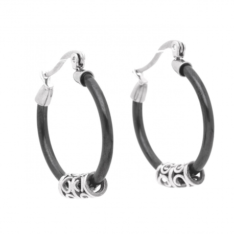 KOLCZYKI 28/5 MM BLACK CERAMIC S. STEEL TTM XUPING 40967