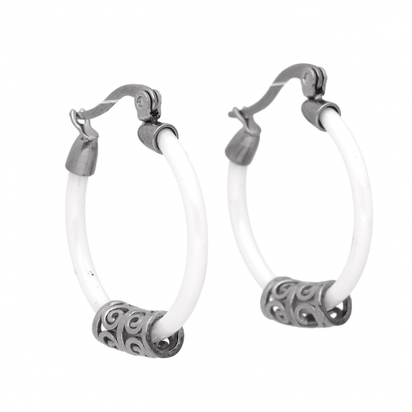 KOLCZYKI 28/5 MM WHITE CERAMIC S. STEEL TTM XUPING 40968