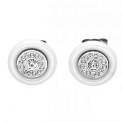 KOLCZYKI 12 MM WHITE CERAMIC S. STEEL TTM XUPING 40971