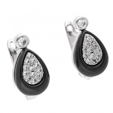 KOLCZYKI RODOWANE 16/8 MM BLACK CERAMIC XUPING 40972