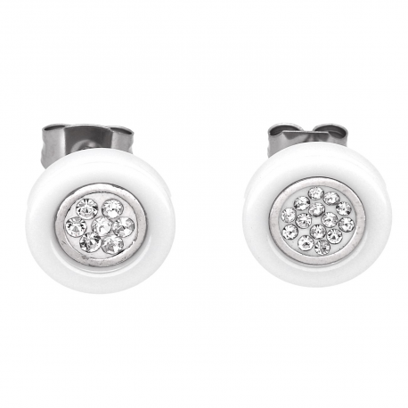 KOLCZYKI 10,5 MM WHITE CERAMIC S. STEEL TTM XUPING 40976