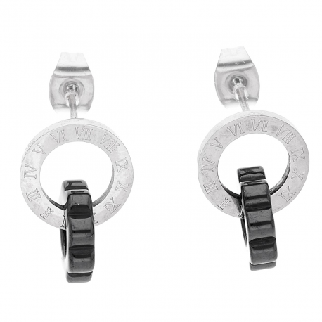 KOLCZYKI 17/11 MM BLACK CERAMIC S. STEEL TTM XUPING 40978