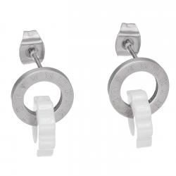 KOLCZYKI 17/11 MM WHITE CERAMIC S. STEEL TTM XUPING 40979