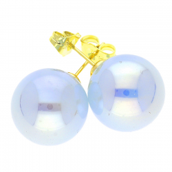 KOLCZYKI POZŁACANE 16 MM BLUE HOLOGRAM BALL XUPING 41037