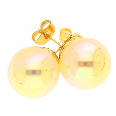 KOLCZYKI POZŁACANE 16 MM GOLD HOLOGRAM BALL XUPING 41039