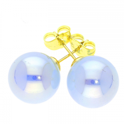 KOLCZYKI POZŁACANE 14 MM BLUE HOLOGRAM BALL XUPING 41041