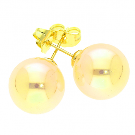 KOLCZYKI POZŁACANE 14 MM GOLD HOLOGRAM BALL XUPING 41043