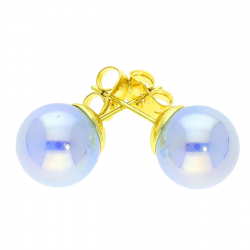 KOLCZYKI POZŁACANE 12 MM BLUE HOLOGRAM BALL XUPING 41045