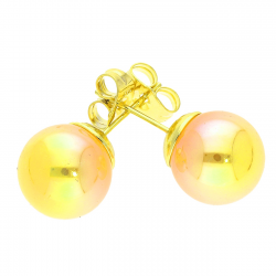 KOLCZYKI POZŁACANE 12 MM GOLD HOLOGRAM BALL XUPING 41047