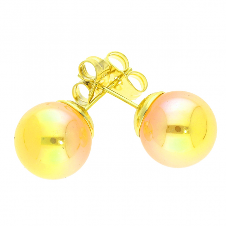 KOLCZYKI POZŁACANE 12 MM GOLD HOLOGRAM BALL XUPING 41047