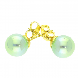 KOLCZYKI POZŁACANE 10 MM GREEN HOLOGRAM BALL XUPING 41050