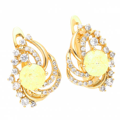 KOLCZYKI POZŁACANE 17/12 MM ICE GOLD STONE XUPING 41144