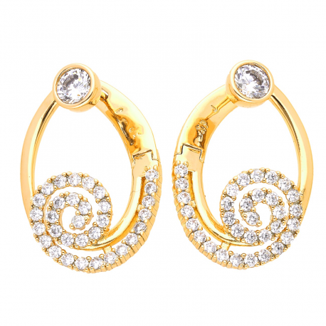 KOLCZYKI POZŁACANE 26/18 MM BRYLANTOWE LUXURY XUPING 41282