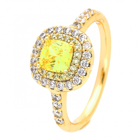 PIERŚCIONEK POZŁACANY 10 MM ZŁOTY BRYLANT XUPING 41614