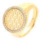 PIERŚCIONEK POZŁACANY 14 MM AŻUR Z BRYLANTAMI XUPING 42207