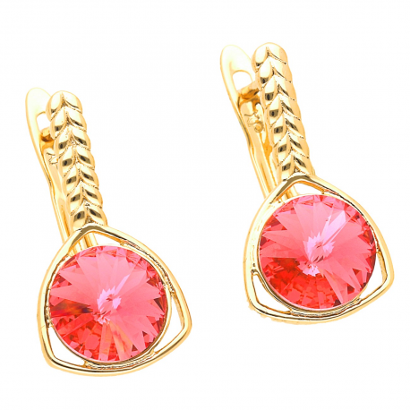 KOLCZYKI POZŁACANE 20/11 MM ROSE CRYSTAL XUPING 42286