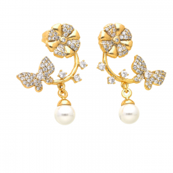 KOLCZYKI POZŁACANE 30/12 MM MOTYLEK Z PEREŁKĄ XUPING 42782