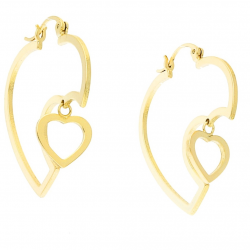 KOLCZYKI POZŁACANE 38/12 MM DWA SERCA XUPING 43101