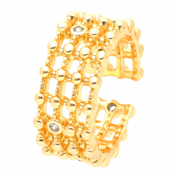 PIERŚCIONEK POZŁACANY 9 MM ZŁOTY AŻUR XUPING 43339