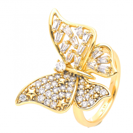 PIERŚCIONEK POZŁACANY 20 MM BRYLANTOWY MOTYL XUPING 43340