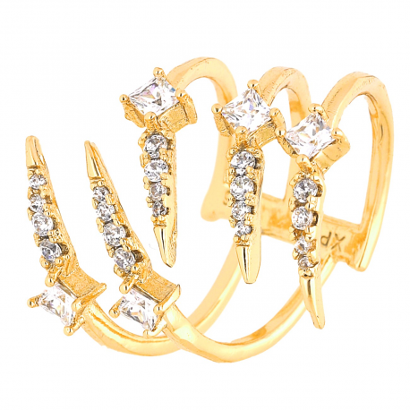 PIERŚCIONEK POZŁACANY 21 MM PAZURKI BRYLANTY XUPING 43613