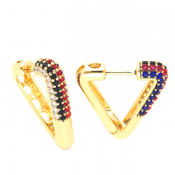 KOLCZYKI POZŁACANE 22/5/21 MM KOLOROWY TRÓJKĄT XUPING 43732