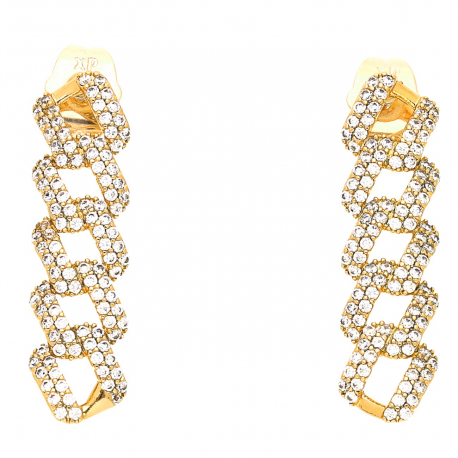 KOLCZYKI POZŁACANE 28/8 MM BRYLANTOWA PANCERKA XUPING 43869