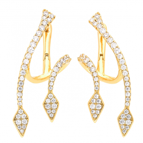 KOLCZYKI POZŁACANE 41/14 MM BRYLANTOWE STRZAŁKI XUPING 43887