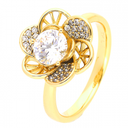 PIERŚCIONEK POZŁACANY 14 MM MARGERYTA Z BRYLANTEM XUPING 44051