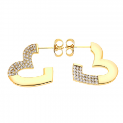 KOLCZYKI POZŁACANE 21/2/21 MM SERCA ASYMETIC XUPING 44196