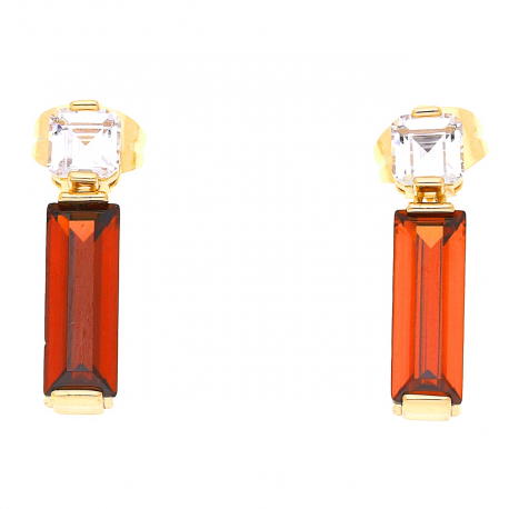 KOLCZYKI POZŁACANE 22/5 MM BAGIETA GRANAT XUPING 44204