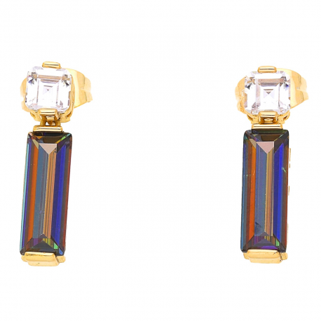 KOLCZYKI POZŁACANE 22/5 MM BAGIETA ALEKSANDRYT XUPING 44205