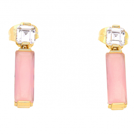 KOLCZYKI POZŁACANE 22/5 MM BAGIETA RÓŻ PUDROWANY XUPING 44206