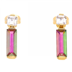 KOLCZYKI POZŁACANE 22/5 MM BAGIETA ALEKSANDRYT XUPING 44207