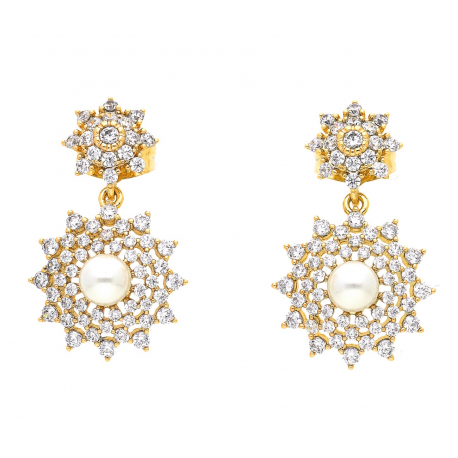 KOLCZYKI POZŁACANE 26/16 MM BRYLANTOWE LUXURY XUPING 44213