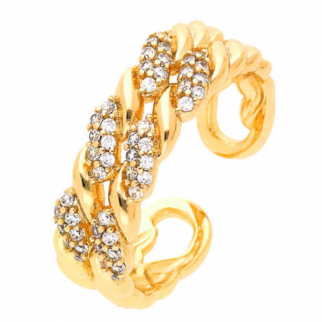 PIERŚCIONEK POZŁACANY 6 MM ZAPLECIONY BRYLANTOWY XUPING 44433