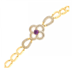 BRANSOLETKA POZŁACANA 19-17 CM 18 MM LILIA AMETYST XUPING 44570
