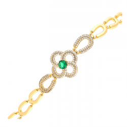 BRANSOLETKA POZŁACANA 19-17 CM 18 MM LILIA SZMARAGD XUPING 44572