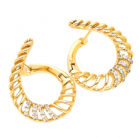 KOLCZYKI POZŁACANE 19/16 MM AŻUROWE ŁUKI XUPING 45693