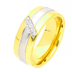 PIERŚCIONEK POZŁACANY 7 MM S.STEEL TTM XUPING 45941