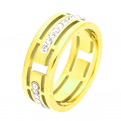 PIERŚCIONEK POZŁACANY 7 MM S.STEEL TTM XUPING 45952