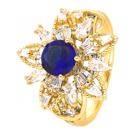 PIERŚCIONEK POZŁACANY 17 MM SZAFIR LUXURY XUPING 46396