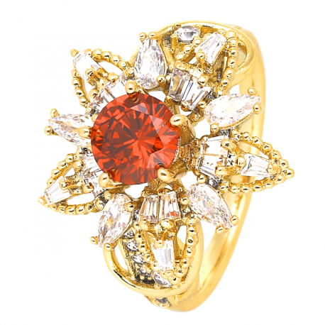 PIERŚCIONEK POZŁACANY 17 MM GRANAT LUXURY XUPING 46398